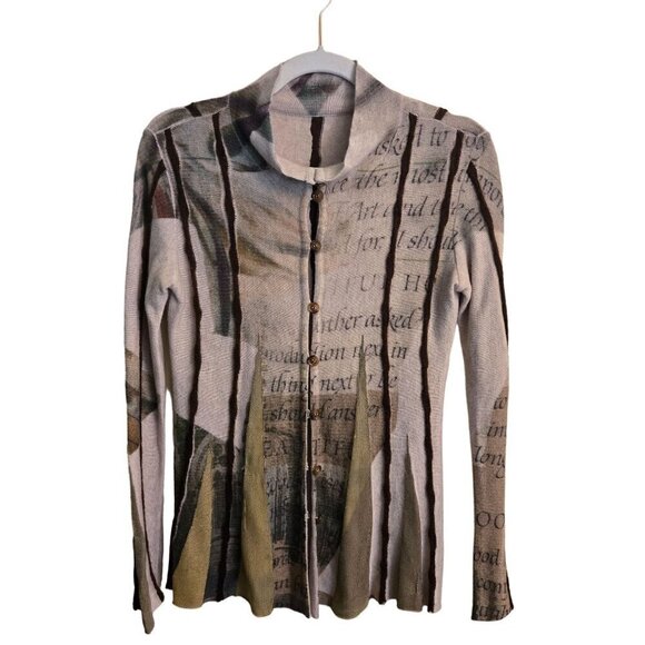 Yoshimura Knits Japan Unique Art To Wear Mixed Media Cardigan Sweater Size S - Picture 1 of 11